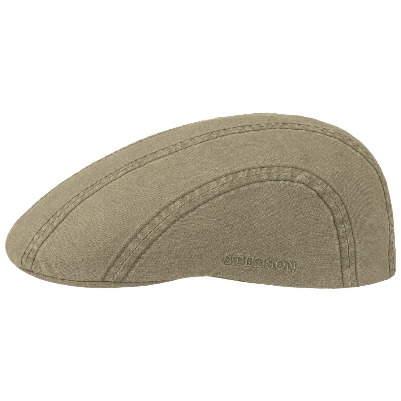 Stetson Ivy Delave Organic Cotton Olive Stetson Ivy Delave Organic Cotton Olive, olivgrön flat cap med låg krona och lätt böjd skärm