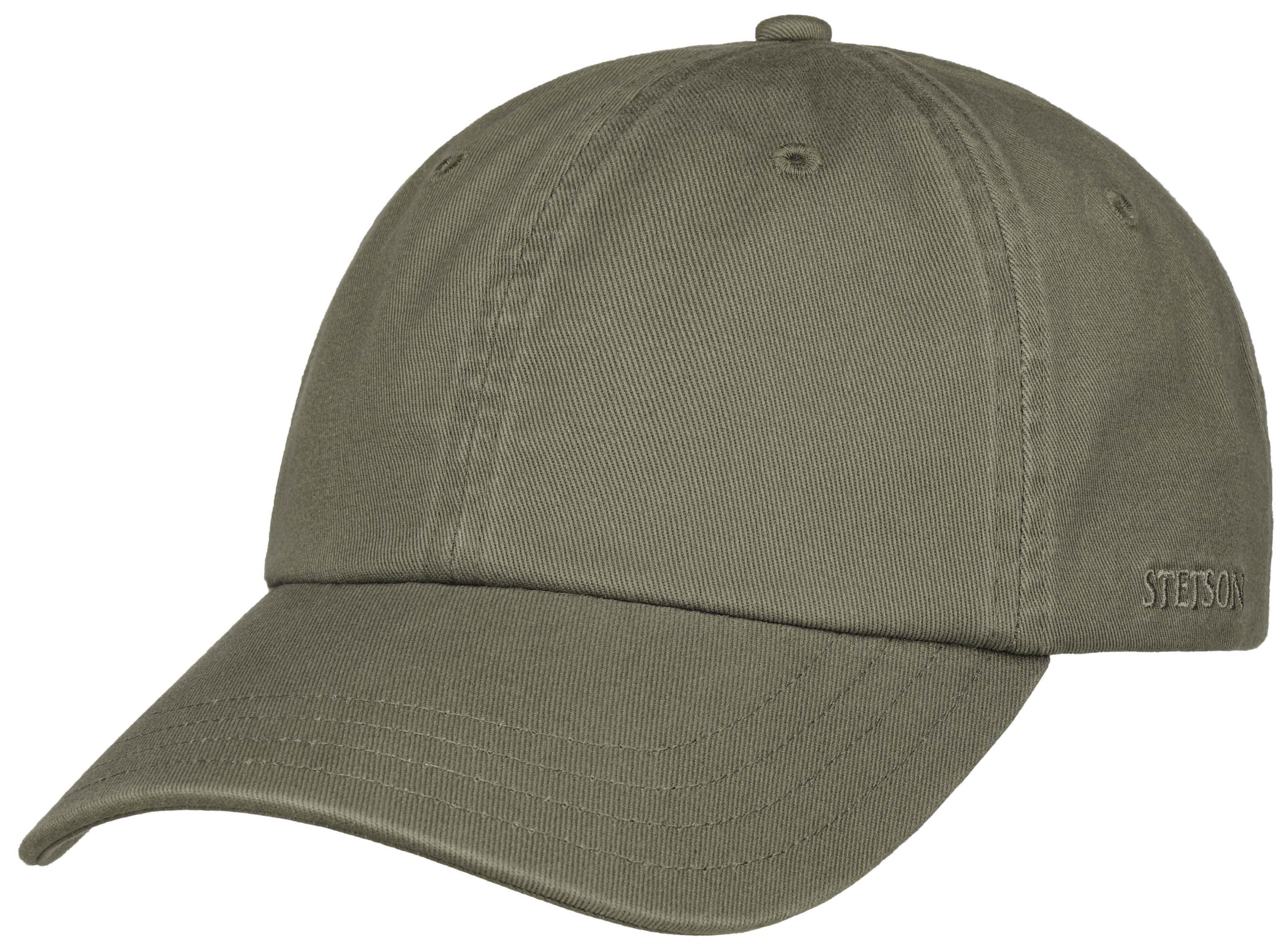 Dämpat olivgrön Stetson Rector Cap med böjd skärm och diskret broderi