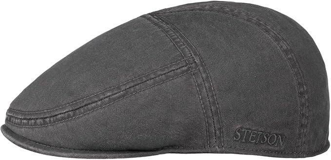 Stetson Ivy Cotton Twill Grey, grå flat cap med låg krona och lätt böjd skärm