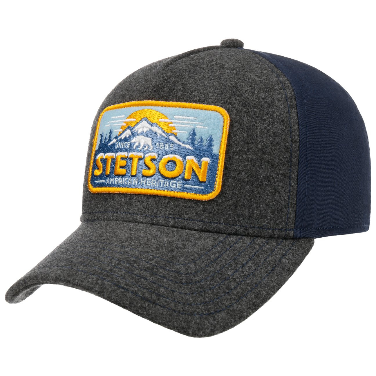 Stetson Trucker Cap Polar Bear Anthra Melange Blue