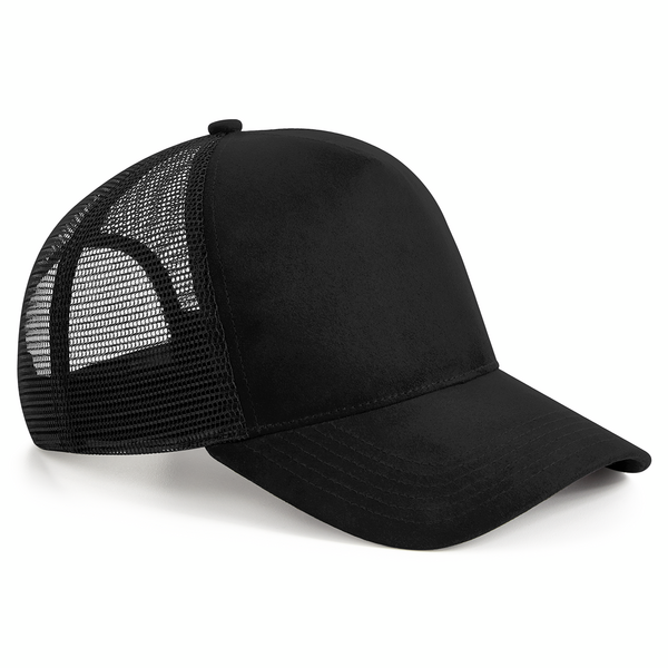 Svart truckerkeps från Beechfield, Suede Trucker