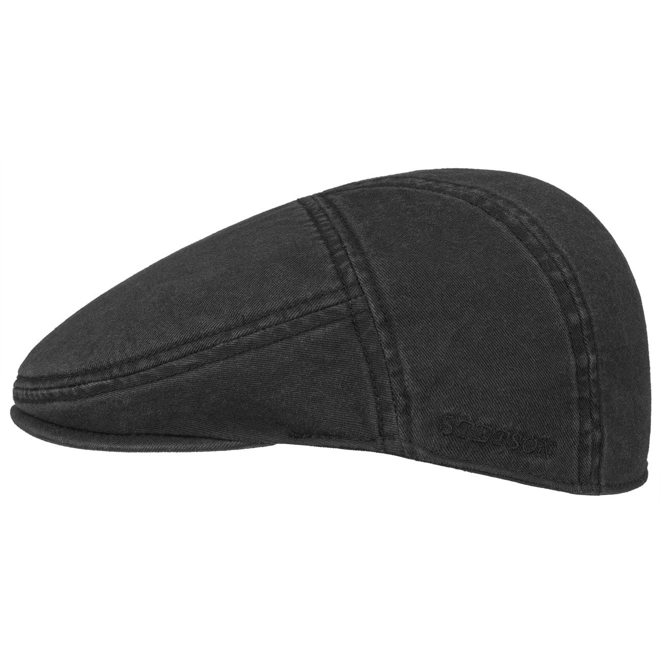 Stetson Ivy Cotton Twill Black, svart flat cap med låg krona och lätt böjd skärm