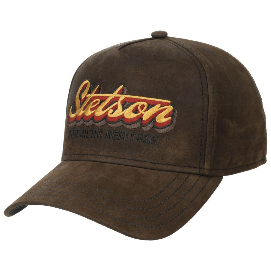 Brun Oily Goat Suede Cap från Stetson med böjd skärm