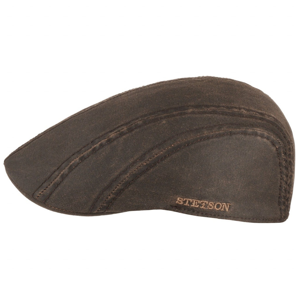 Stetson Ivy Cotton Blend Ear Flap Brown, brun flat cap med låg krona och lätt böjd skärm