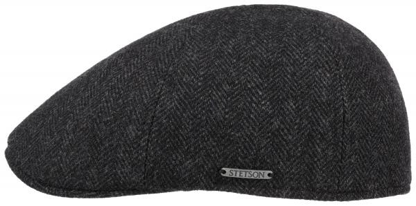 Stetson Texas Wool Herringbone Dark Grey, mörkgrå flat cap med låg profil