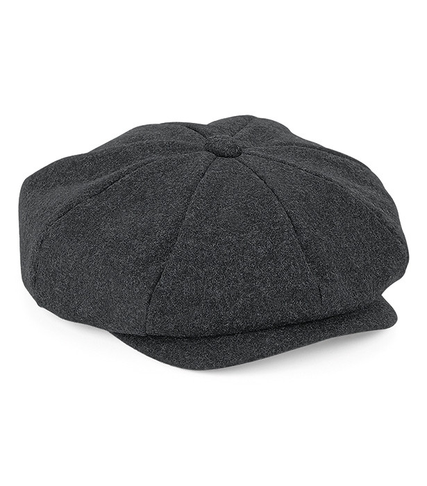 Mörkgrå baker boy-keps från Beechfield, Melton Wool Baker Boy Cap