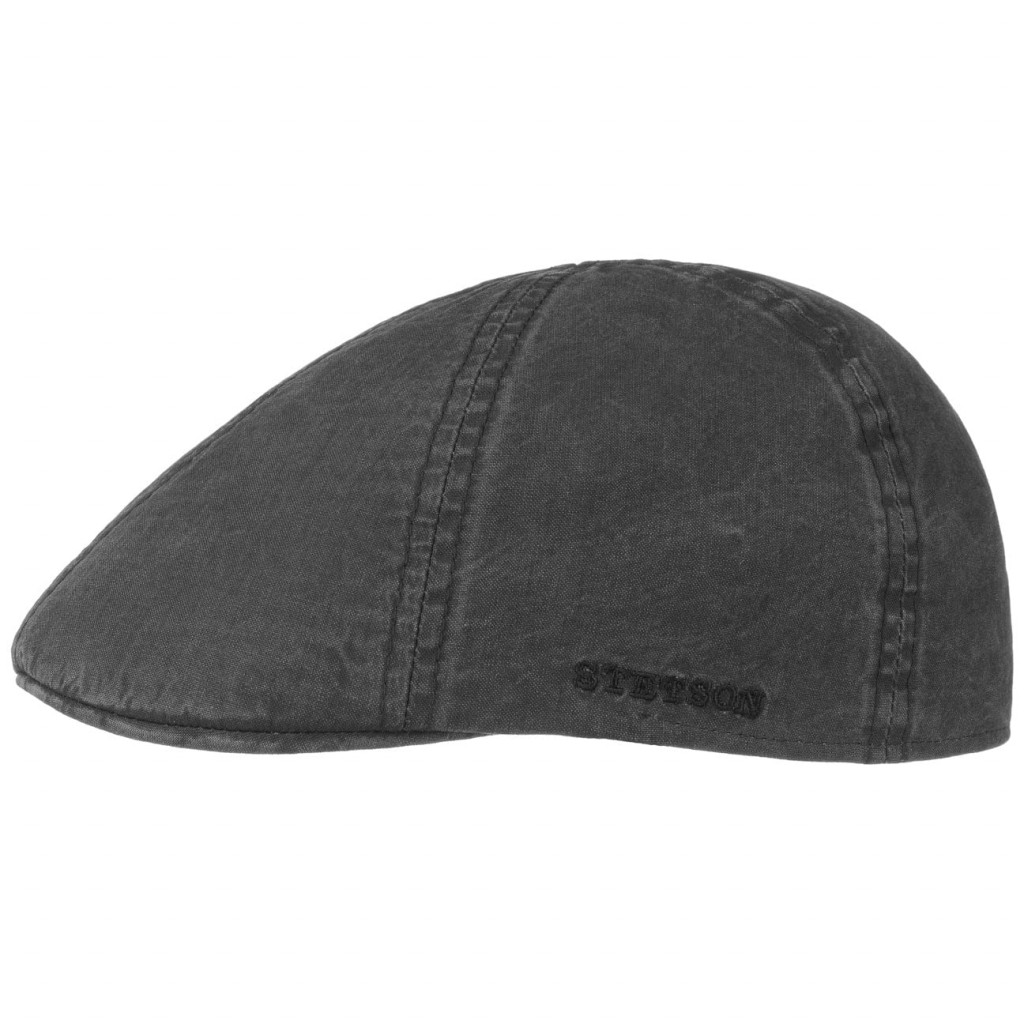 Stetson Texas Organic Cotton Black, svart flat cap med låg profil