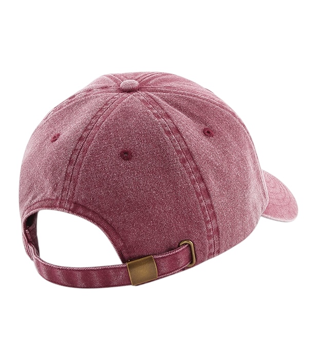 Röd Beechfield Low Profile Vintage Cap med böjd skärm och tvättad finish
