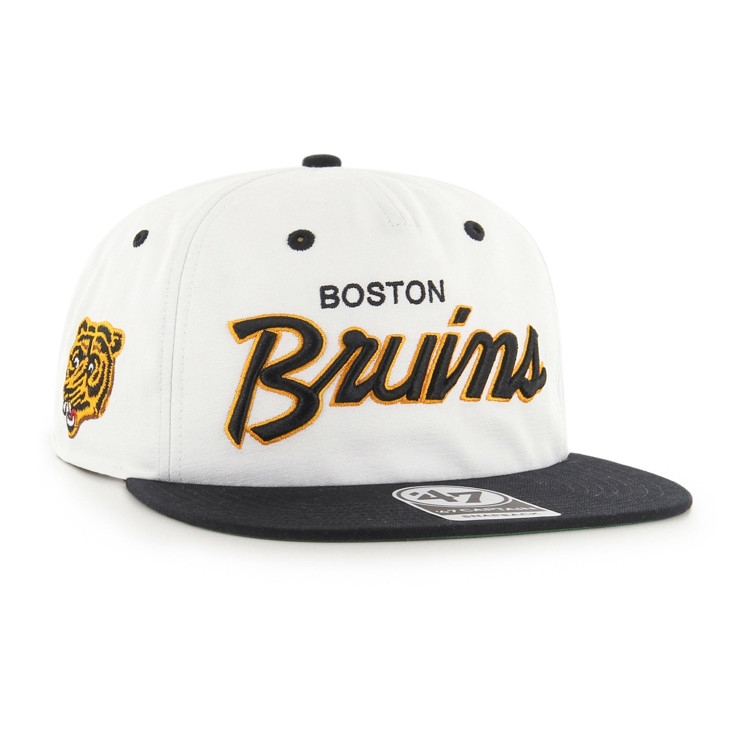 47 Brand HVIN-CSCRF-01GWP-WH9s Boston Bruins captain snapback
