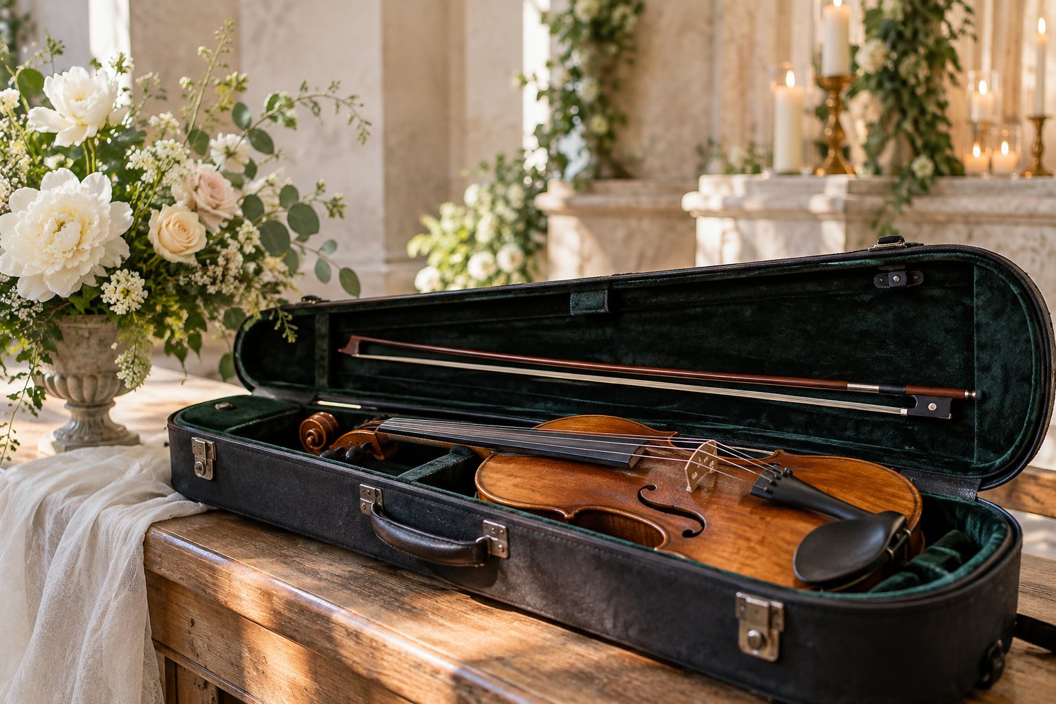 Violin inför musik under vigseln