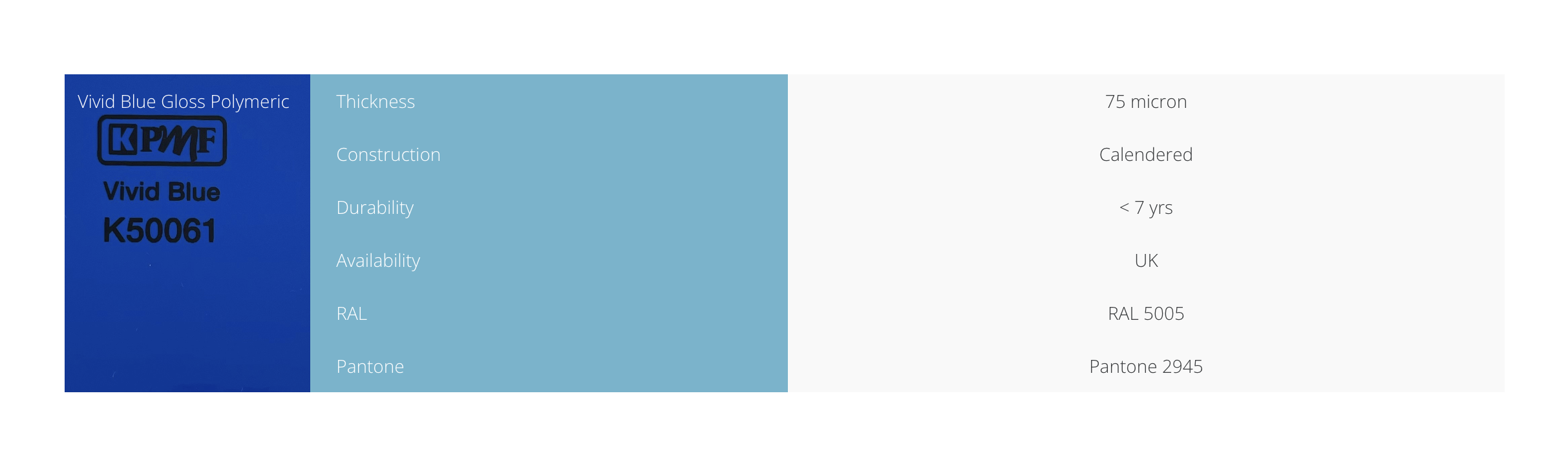 KPMF K50061 Vivid Blue Gloss Skärvinyl 122cm