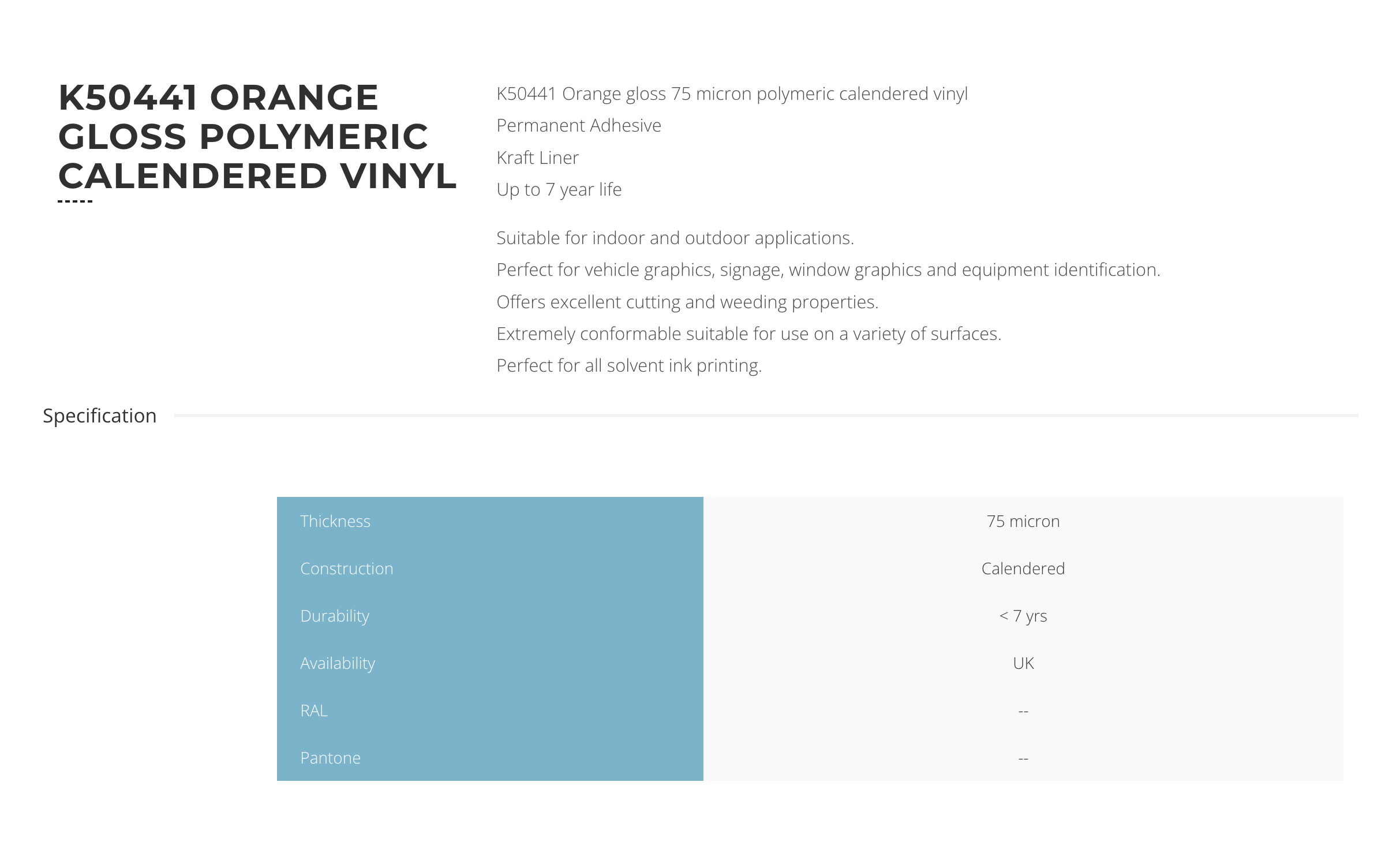 KPMF K50441 Orange Sunset Gloss Skärvinyl 122cm