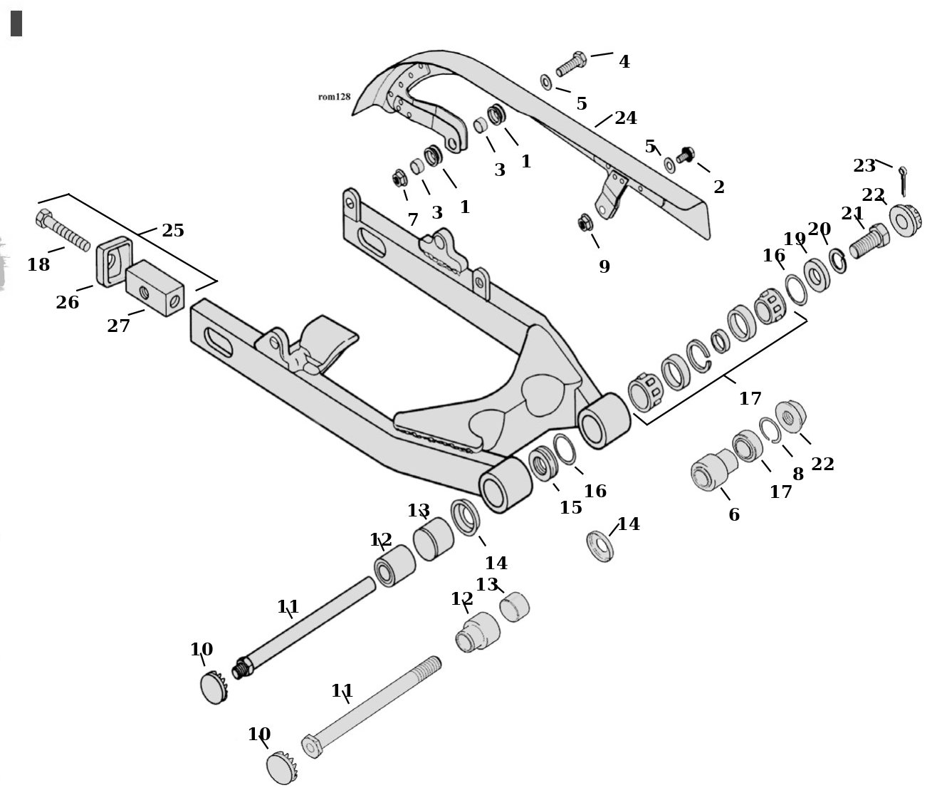 Sprängskiss: Sprängskiss bakgaffel Dyna 91–17