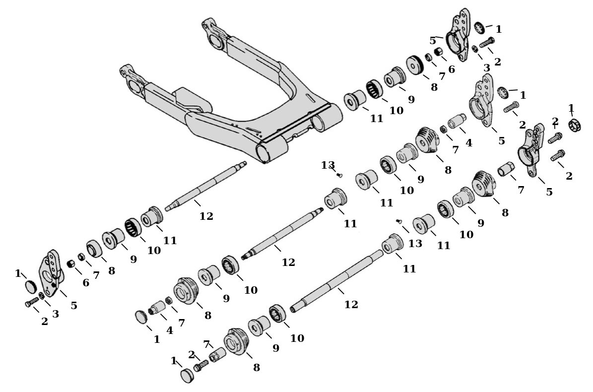 Sprängskiss: Sprängskiss bakgaffel Touring FLT 02–25