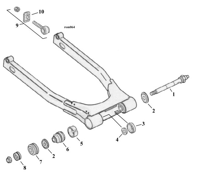 Sprängskiss: Sprängskiss bakgaffel Touring FLT 80–01 och FXR 82–94