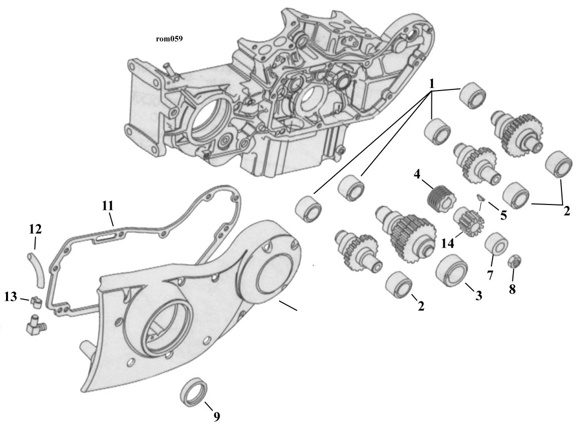 Sprängskiss: Sprängskiss kamkåpa XL Sportster 91–22
