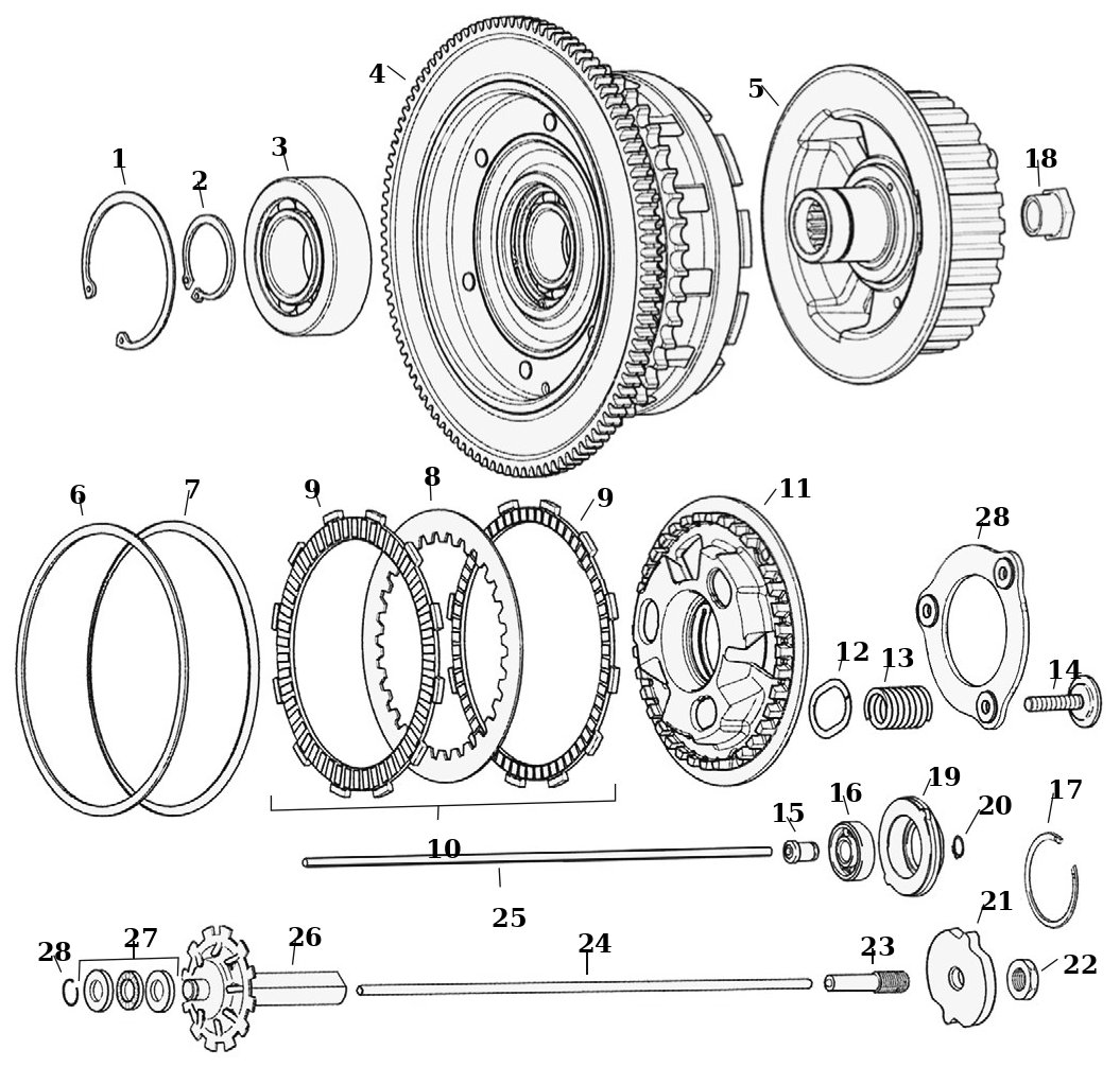 Sprängskiss: Sprängskiss koppling M8 17–25