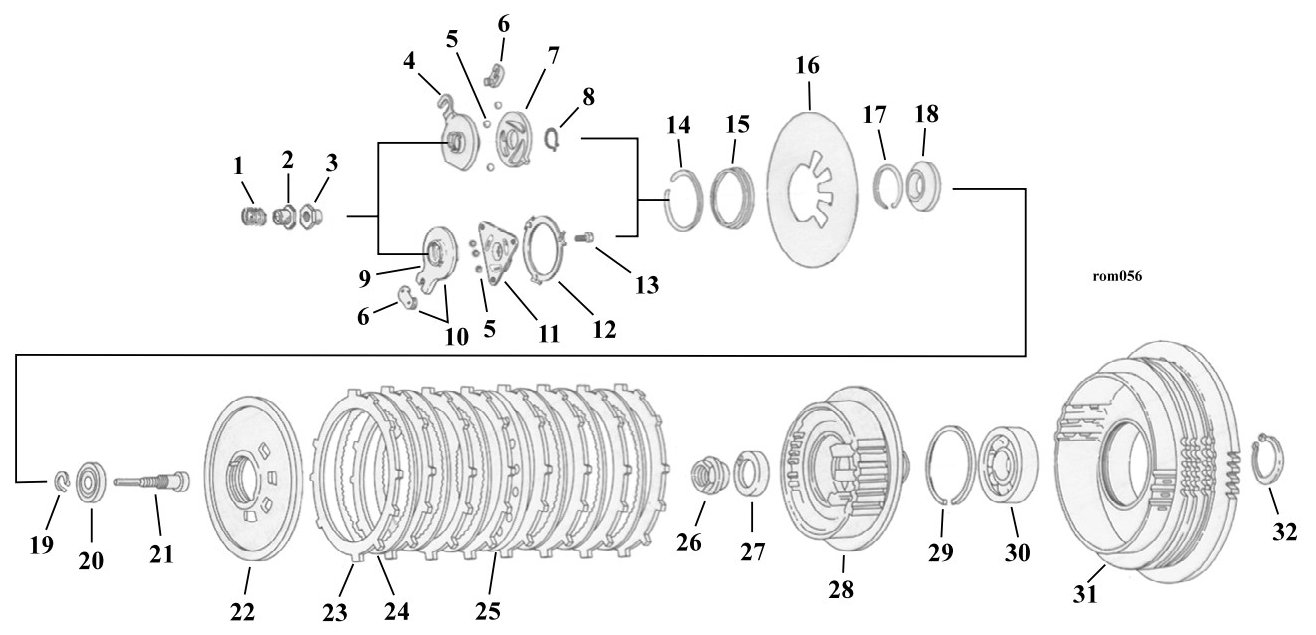 Sprängskiss: Sprängskiss koppling XL Sportster 91–22