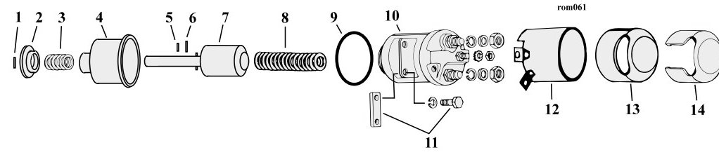 Sprängskiss: Sprängskiss startsolenoid 4-växlad Big Twin 65–88 och Sportster 67–80