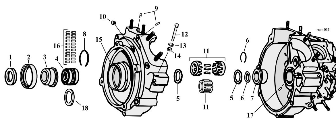 Sprängskiss: Sprängskiss vevhus Big Twin 36–99