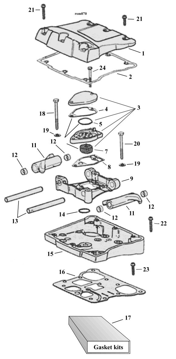 Sprängskiss: Sprängskiss vipparmskåpor Twin Cam 99–17