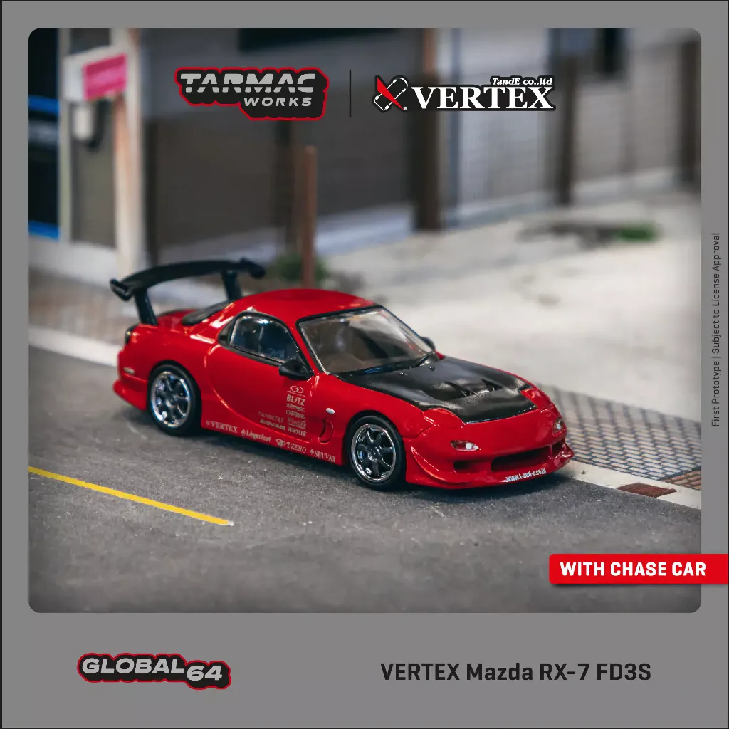 VERTEX Mazda RX-7 FD3S - Röd - Tarmac Works - 1:64