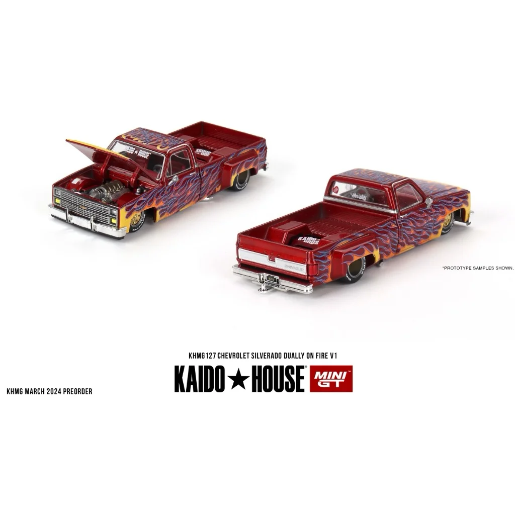 Chevrolet Silverado Dually on Fire V1 KAIDO - Mini GT - 1:64