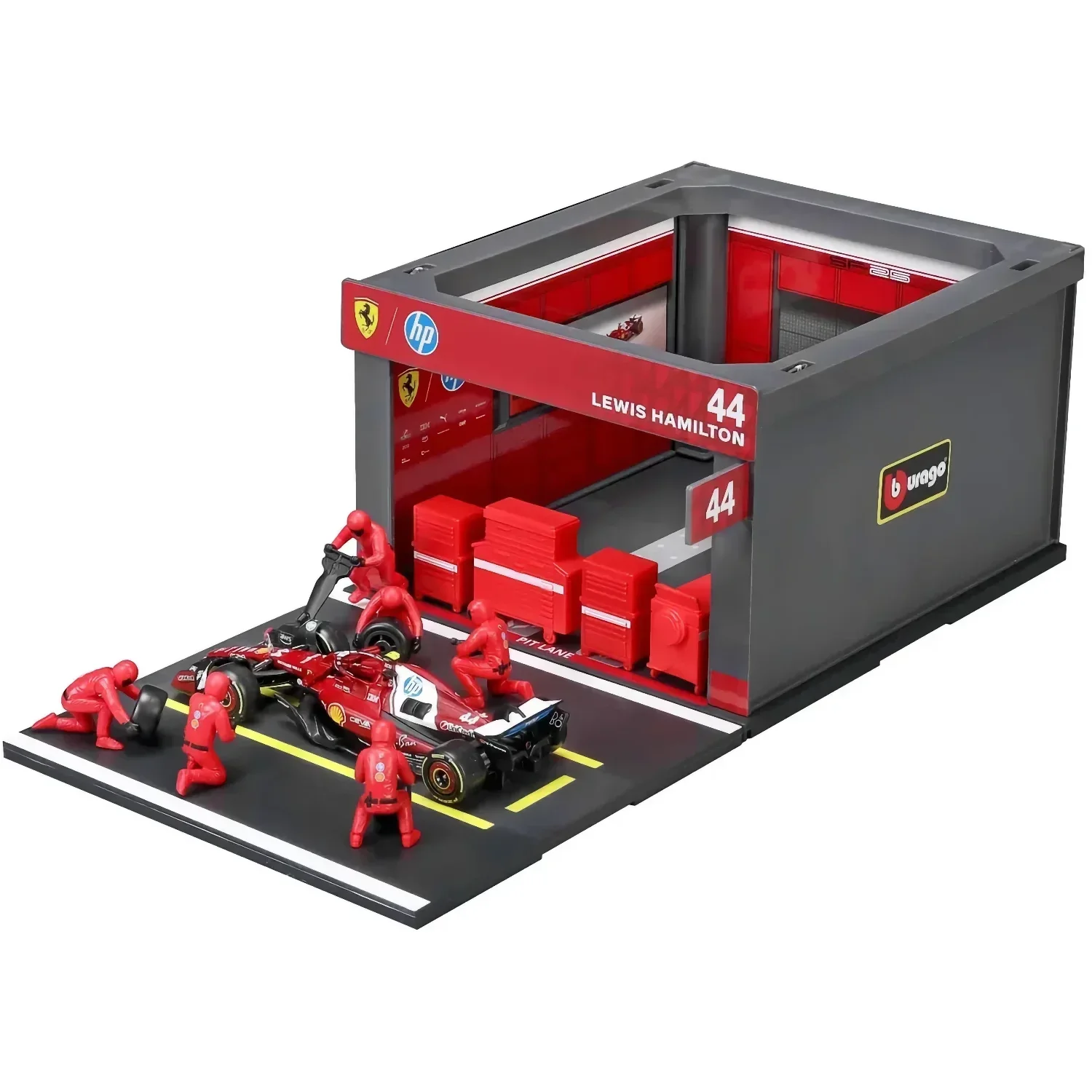 Pit Stop - Ferrari SF-25 - #44 Lewis Hamilton - Playset Diorama - Bburago - 1:43