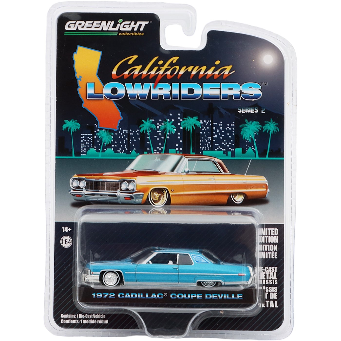 Läs mer om 1972 Cadillac Coupe Deville - Blå - GreenLight - 1:64