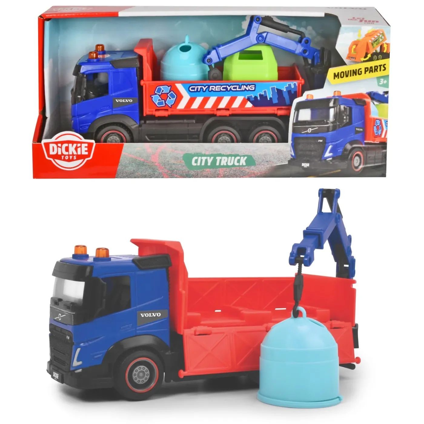 City Truck – Ã…tervinningsbil – Volvo – Dickie Toys – 19 cm