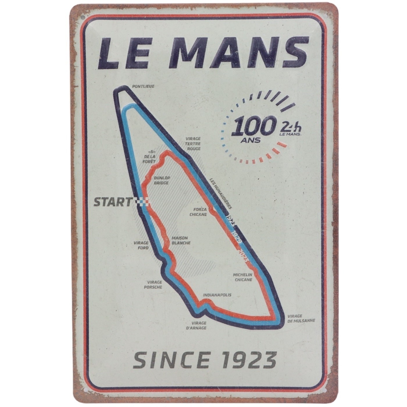 Le Mans – 100 år – Since 1923 – Plåtskylt – 20×30 cm