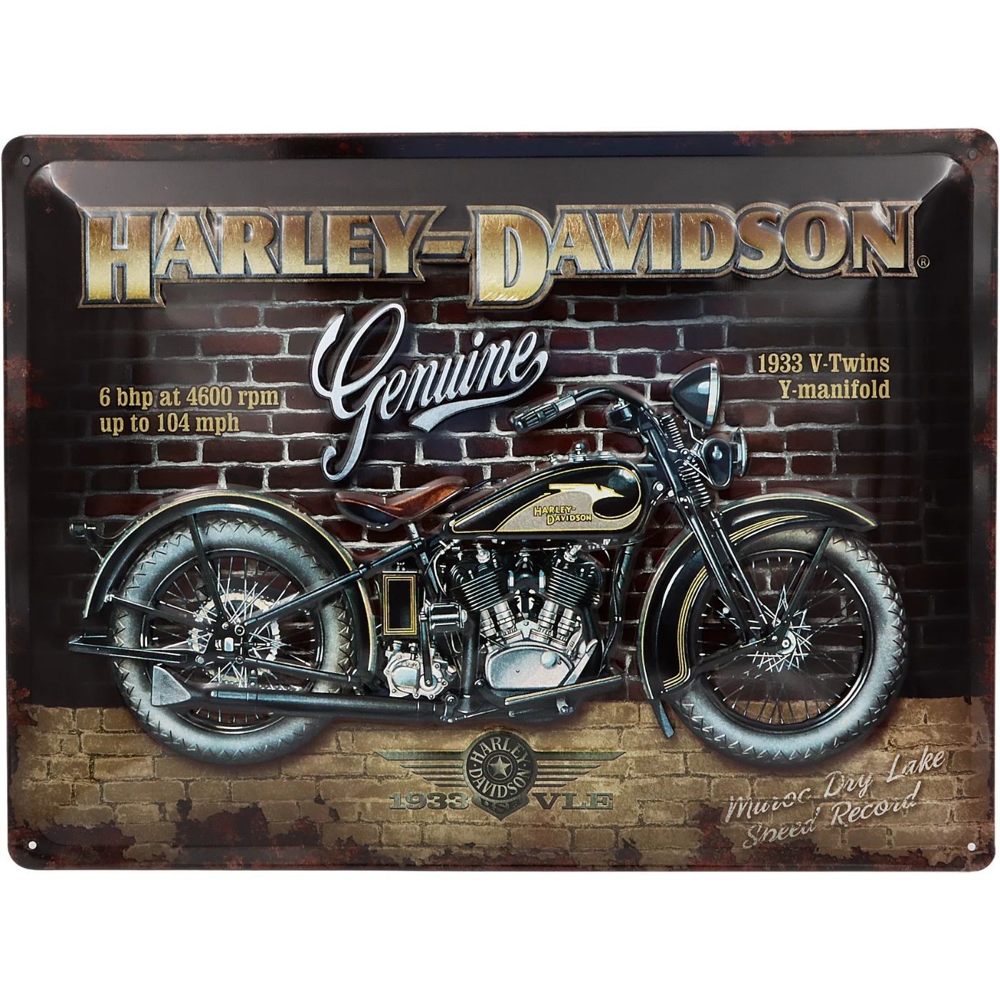 Harley-Davidson – 1933 V-Twin – Plåtskylt – 40×30 cm