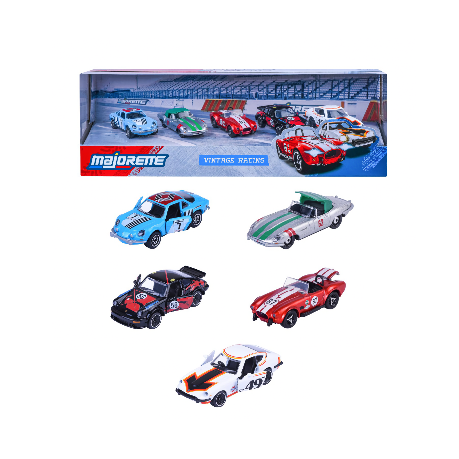 Vintage Racing - 5-pack med racingbilar - Giftpack - Majorette