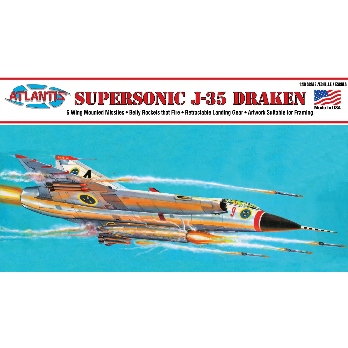 Supersonic J-35 Draken - Plastbyggmodell - L570 - Atlantis - 1:48
