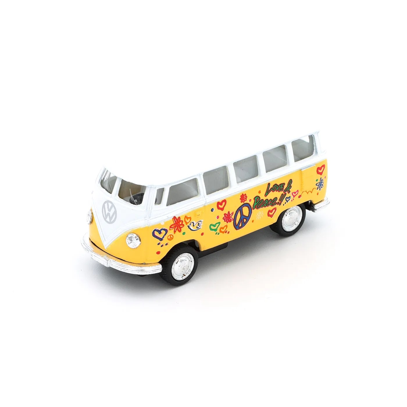 1962 VW Buss – Flower Power – Gul – Kinsmart 7 cm