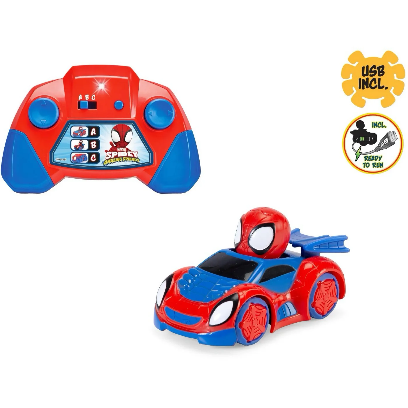 Jada - Radiocomando Marvel Spidey Web Crawler, 27 Cm. Auto Telecomandata A 2 Canali (2.4 GHz) Con Funzione Turbo E Luci. Include Figurina Di Spidey. Per Bambini Dai 3 Anni In Su.