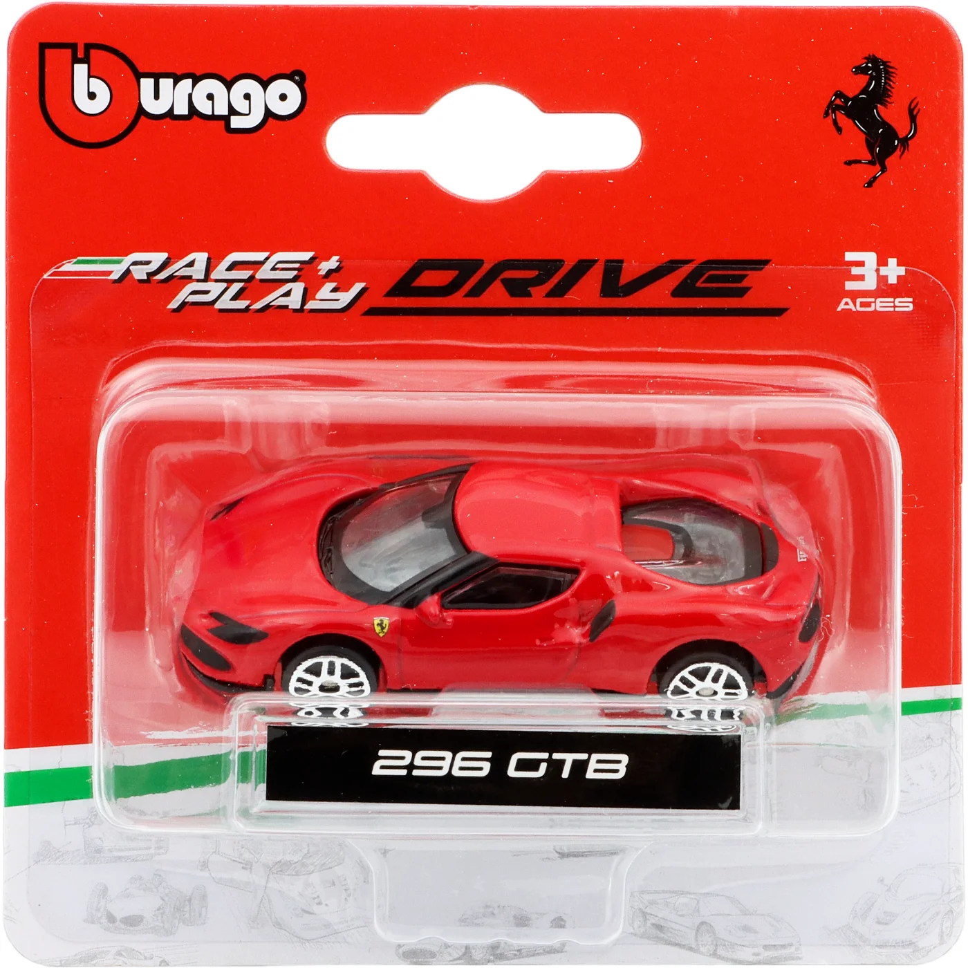 Ferrari 296 GTB – Röd – Bburago – 7 cm