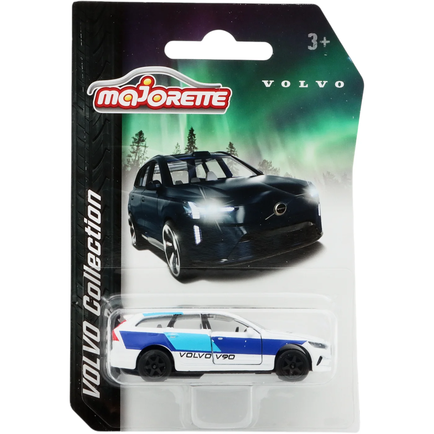 Volvo V90 – Vit / Blå – Norrsken – Majorette – 7 cm