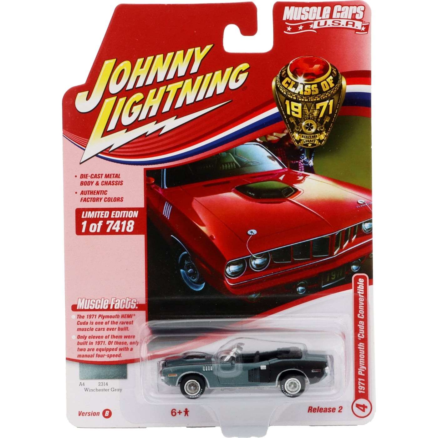 1971 Plymouth Cuda Convertible – Grå – JL – 1:64