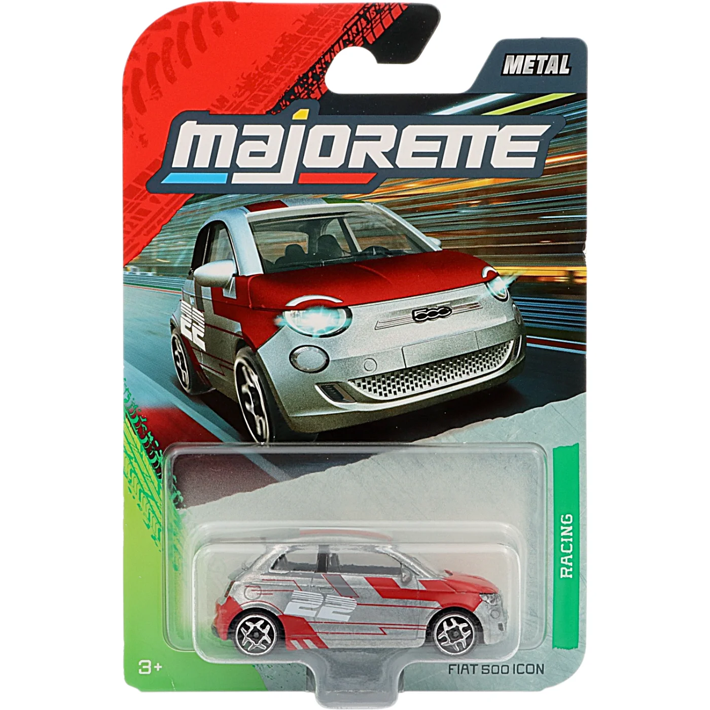 Fiat 500 Icon - Grå - Racing Premium Cars - Majorette - 7 cm
