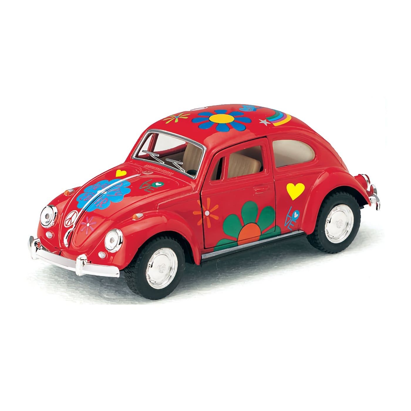 1967 Volkswagen Classical Beetle Flower Power – Kinsmart – Röd