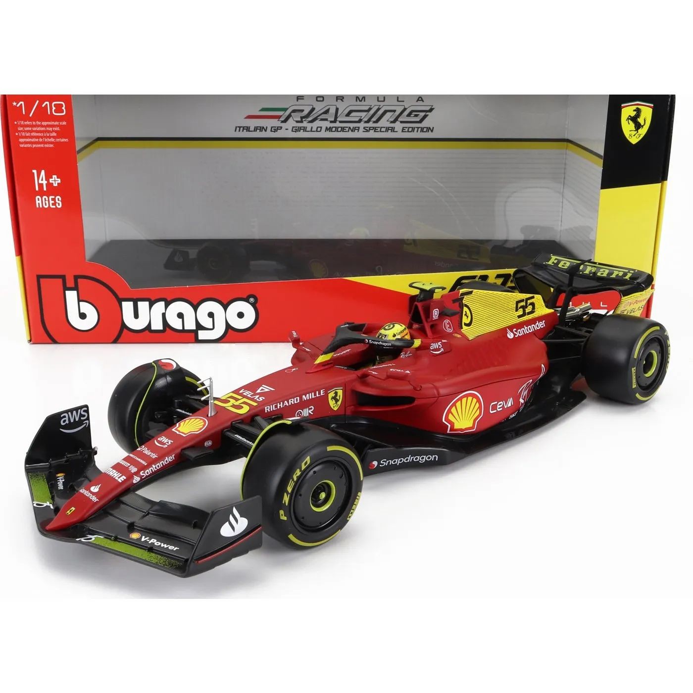 Ferrari F1-75 Carlos Sainz #55 – Italian GP – Bburago – 1:18