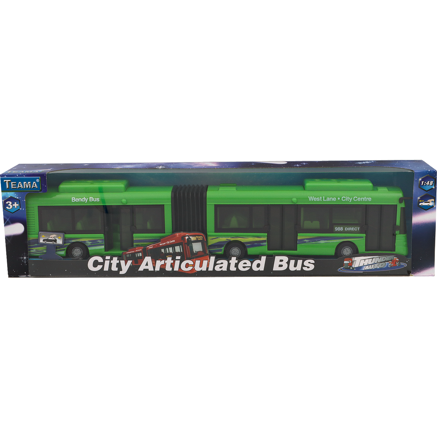 Stadsbuss - City Articulated Bus - Grön - Teama - 38 cm