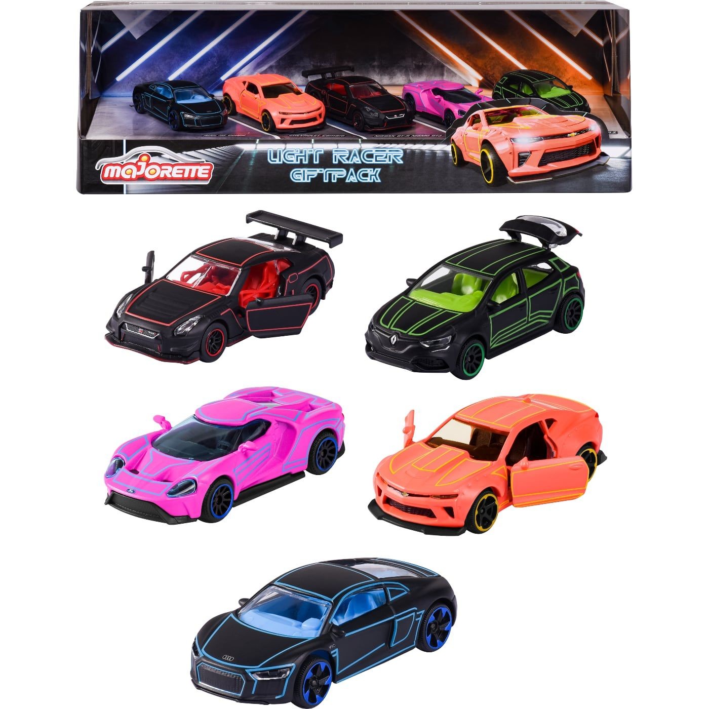 Light Racer Giftpack – 5-pack med leksaksbilar – Majorette