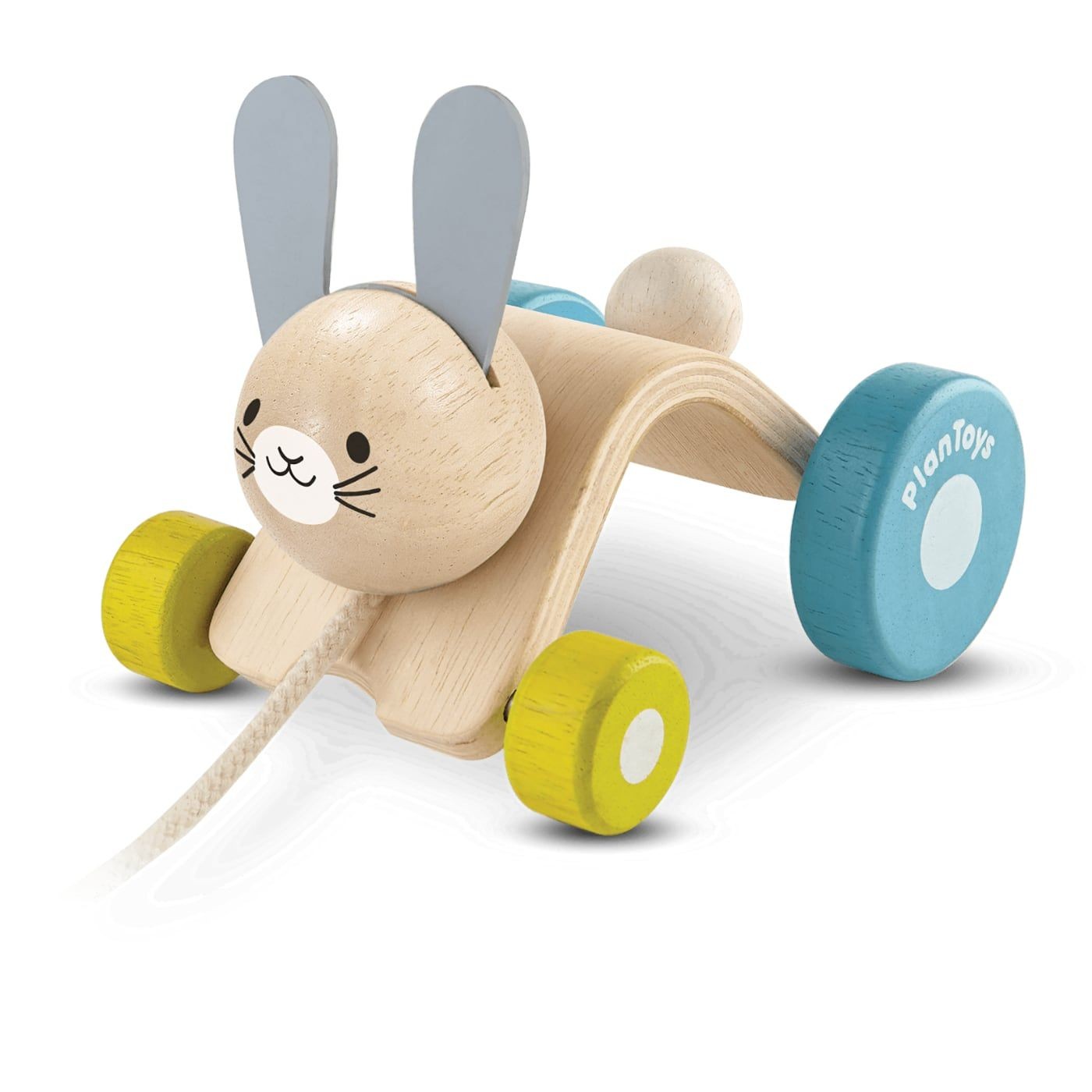 Läs mer om PlanToys Hopping Rabbit - dragleksak från 1 år