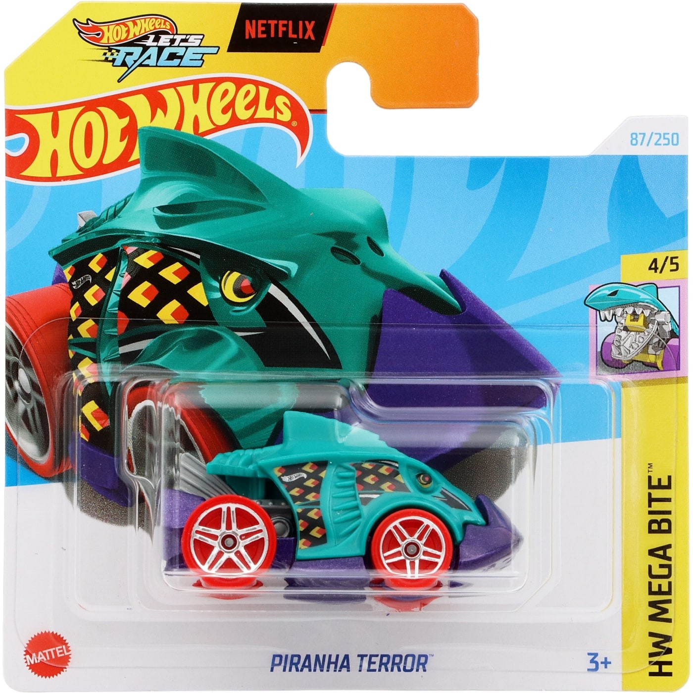 Läs mer om Piranha Terror - Blågrön - Lets Race - Netflix - Hot Wheels