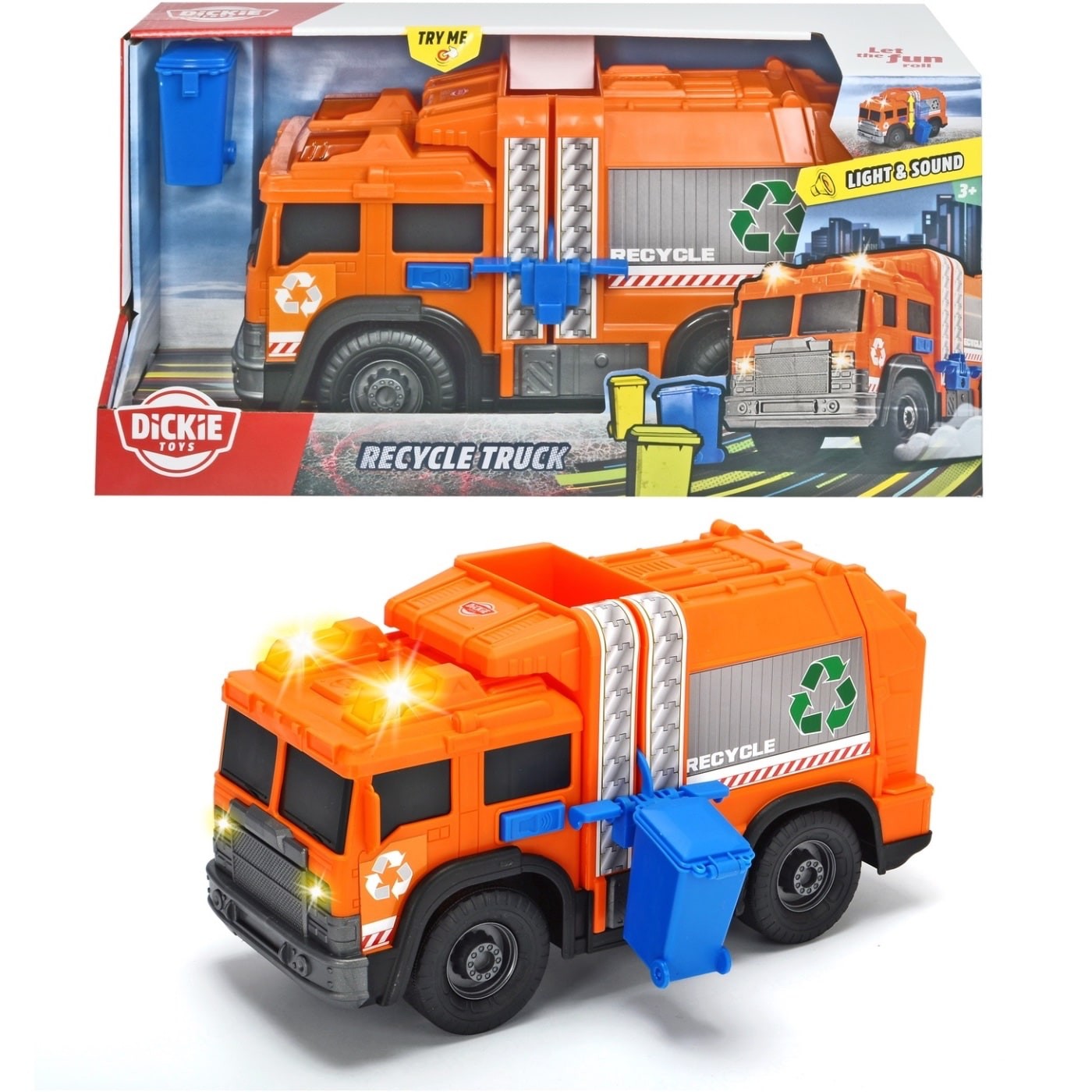 Läs mer om Sopbil - Orange - Recycle Truck - Dickie Toys - 30 cm