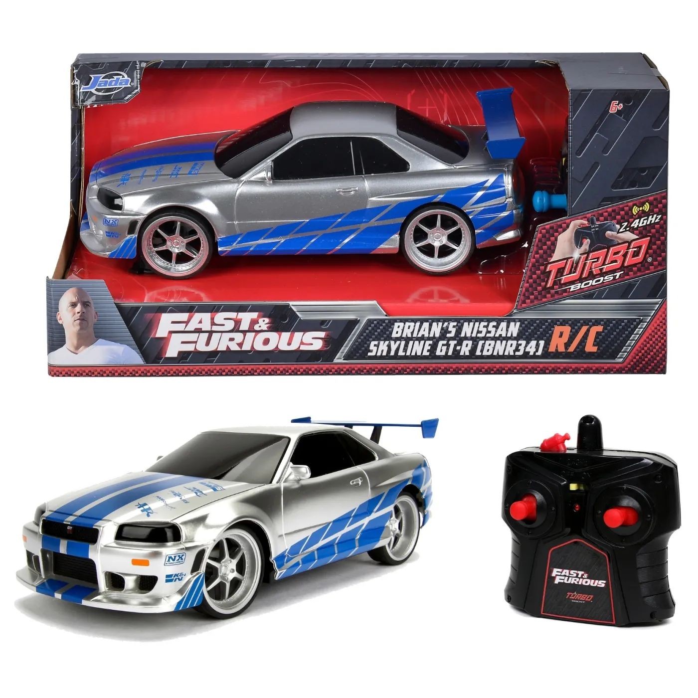 Läs mer om Brians Nissan Skyline GT-R - Fast & Furious - R/C Jada Toys