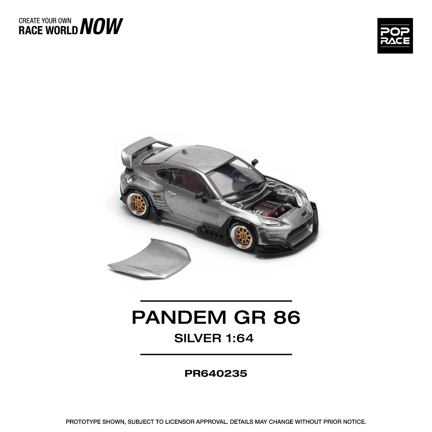 Pandem Toyota GR86 - Silver - 235 - Pop Race - 1:64