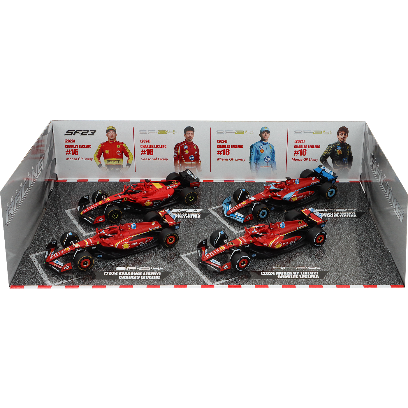 Charles Leclerc - 4 x F1-bilar - 2023-2024 - Bburago - 1:43